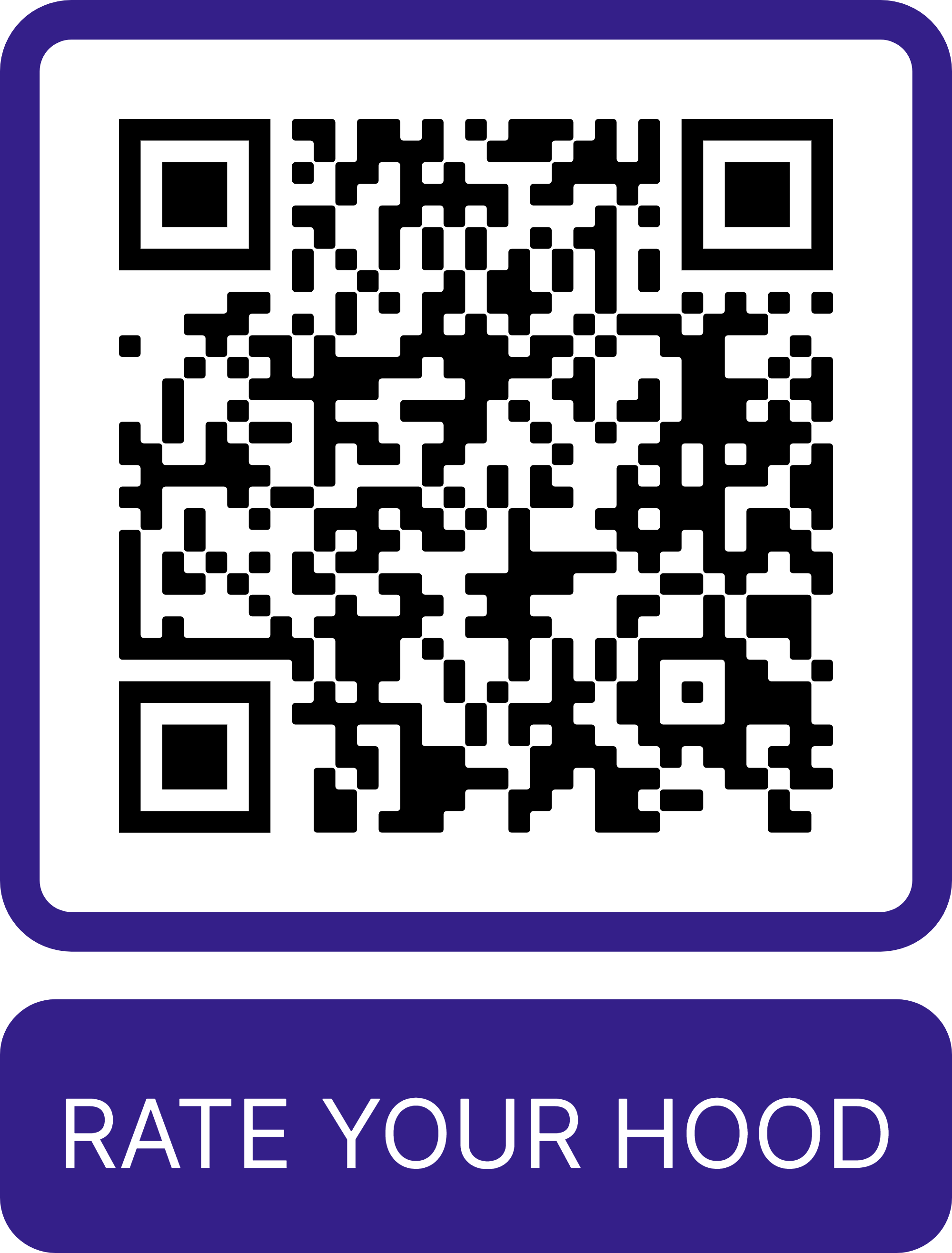 Rate Your Hood survey form QR code
